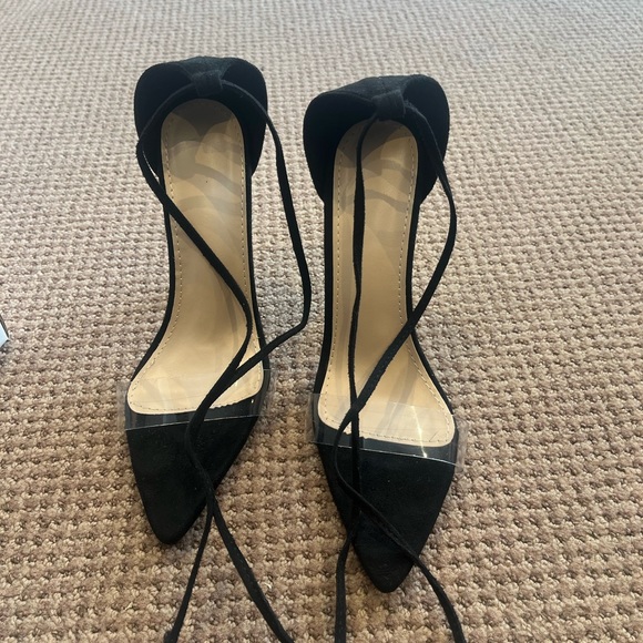 Clear band stiletto heel black lace up - Picture 3 of 5
